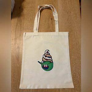 Cream Tote Bag with Ice Cream Graphic
